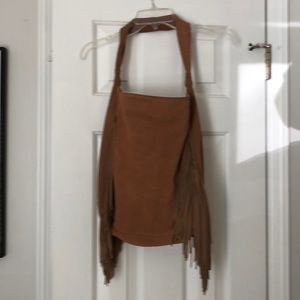 Genuine Leather Suede Purse with Fringe